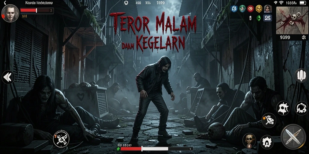 Screenshot gameplay <strong>9399</strong> menampilkan momen menakutkan dengan suasana mencekam.