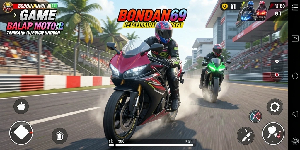 Screenshot BONDAN69 menampilkan gameplay balapan motor yang seru.