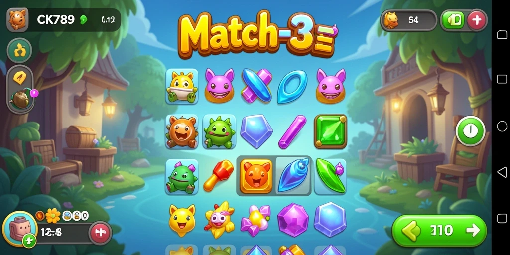 Screenshot CK789 yang menampilkan gameplay seru Match-3.