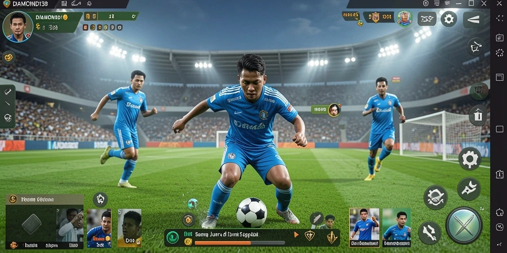 Tampilan gameplay menarik dari DIAMOND138 dalam aksi sepak bola.