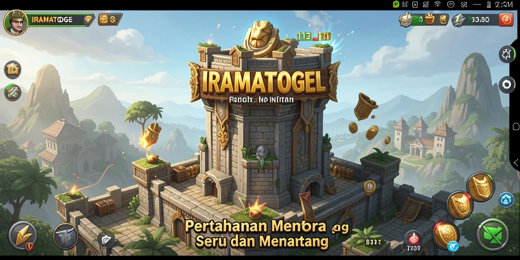 Tampilan seru dari gameplay Tower Defense di IRAMATOGEL.