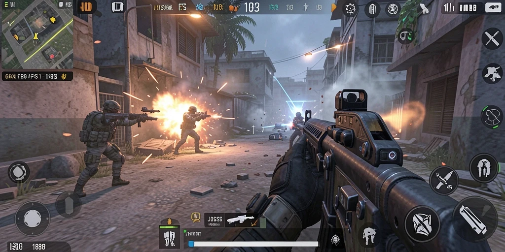 Screenshot dari gameplay menegangkan di JOSS188 dengan efek visual yang memukau.