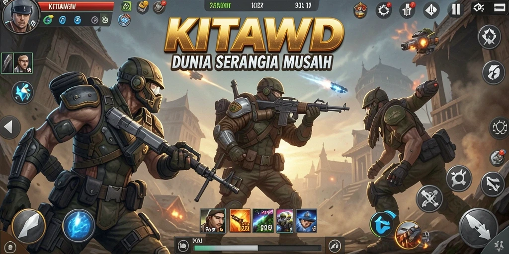 Screenshot gameplay KITAWD menampilkan pertahanan yang strategis.