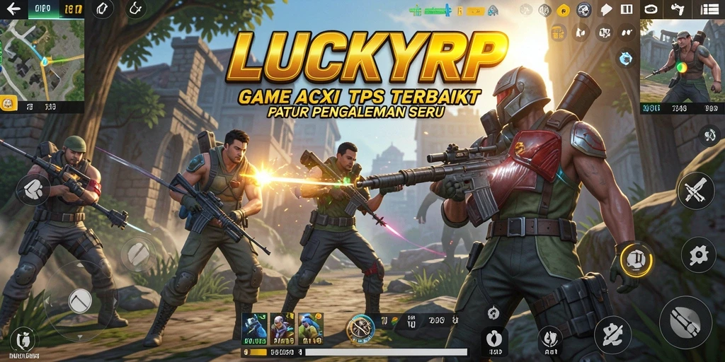 Tampilan gameplay intens LUCKYRP dalam aksi TPS.