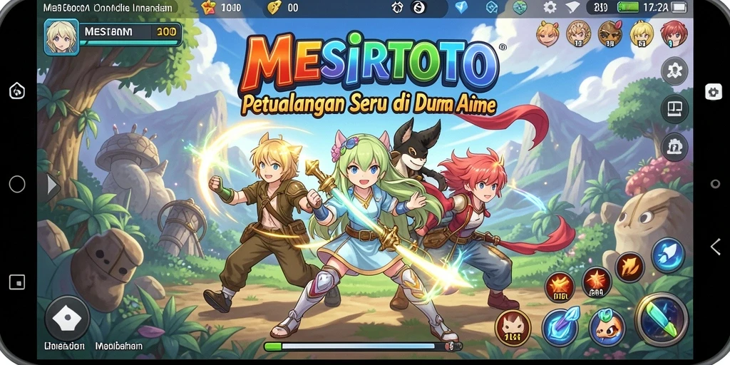 Tampilan gameplay MESIRTOTO yang memukau dengan karakter anime.