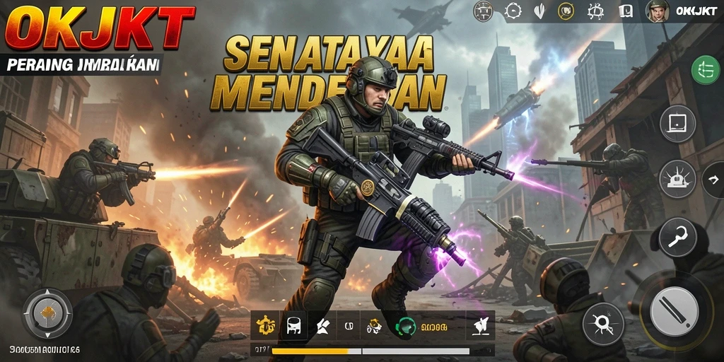 Screenshot menunjukkan aksi permainan FPS yang seru dan dinamis.