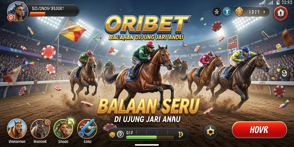 Tampilan gameplay seru dari ORIBET yang menghadirkan balapan menegangkan.