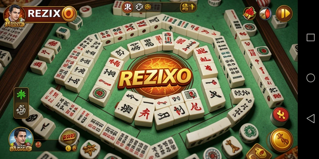 Tampilan gameplay <strong>REZIXO</strong> dengan desain menarik dan tantangan Mahjong yang seru.