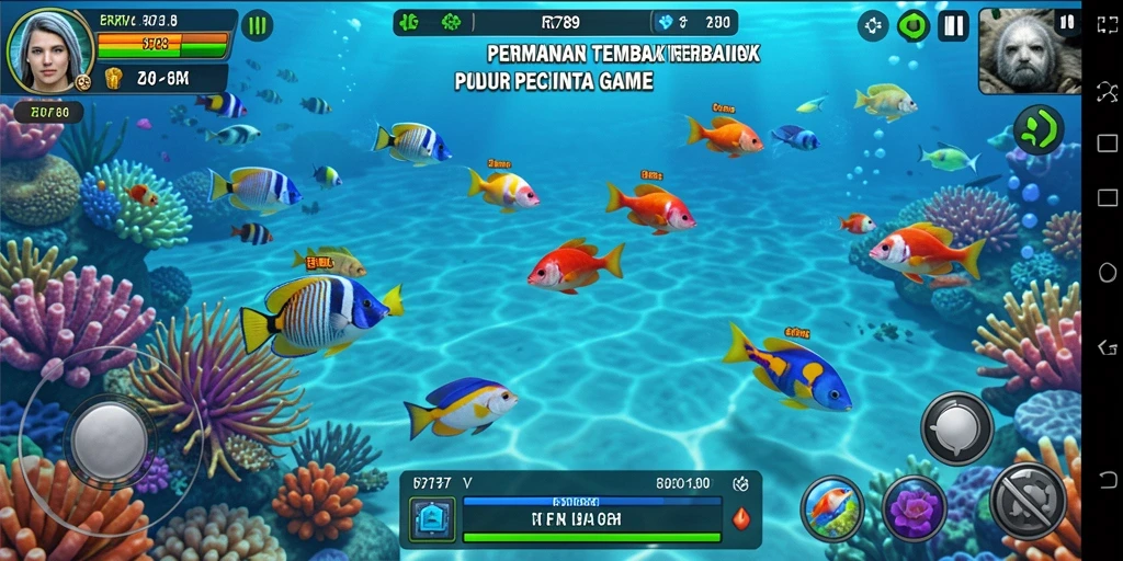 Gameplay seru menangkap ikan di laut lepas.