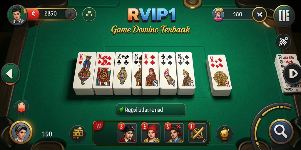 Screenshot gameplay utama RVIP1 menampilkan suasana permainan Domino yang intens.
