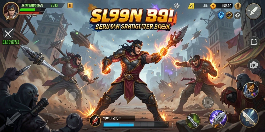 Screenshot SL999 menampilkan pertarungan epik antar karakter dengan efek yang mengesankan.