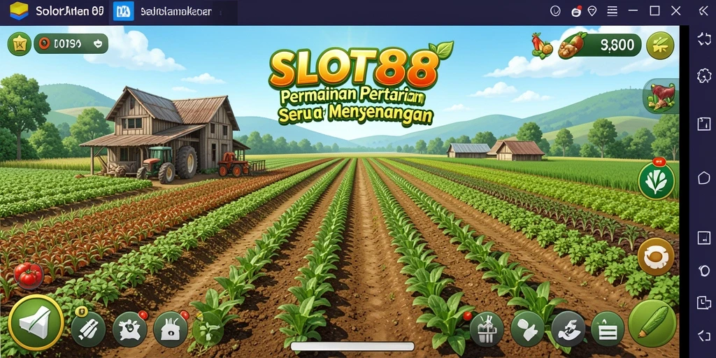 Screenshot utama <strong>SLOT88</strong> menunjukkan gameplay pertanian yang seru dan interaktif.