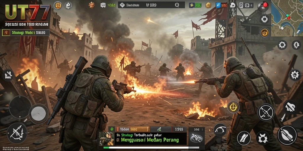 Tampilan dinamis gameplay UT77 dalam aksi strategis.
