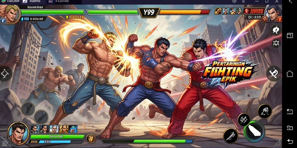 Screenshot Y89 menampilkan aksi pertarungan yang intens dan karakter yang dinamis.